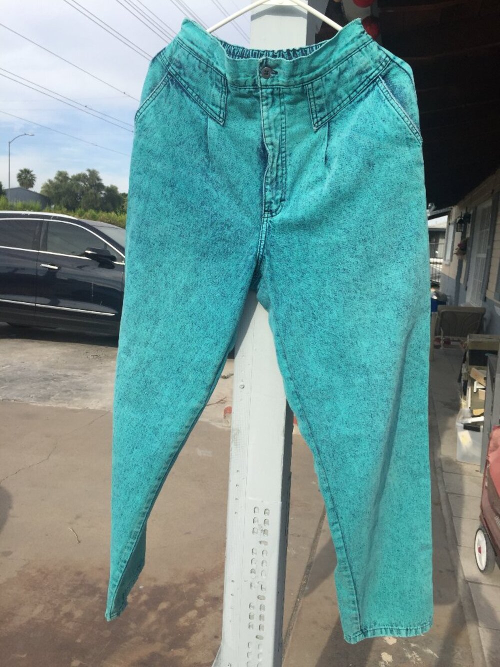 VTG 80s 90s Sundance Denim Wear Turquoise Acid Wash High Rise Mom Jeans, L, USA
